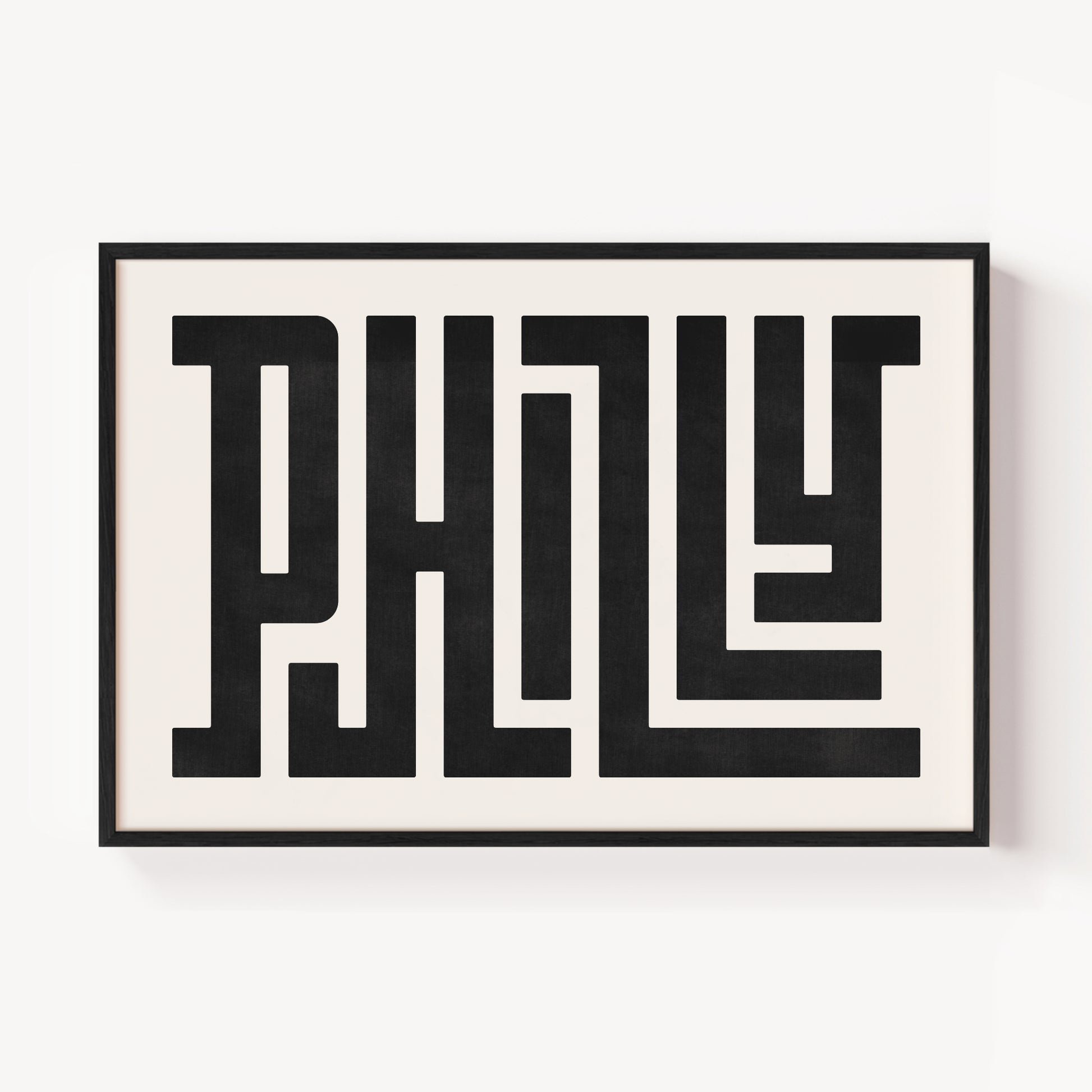 Modern Framed Philly Art - Black Typography Design on White Background