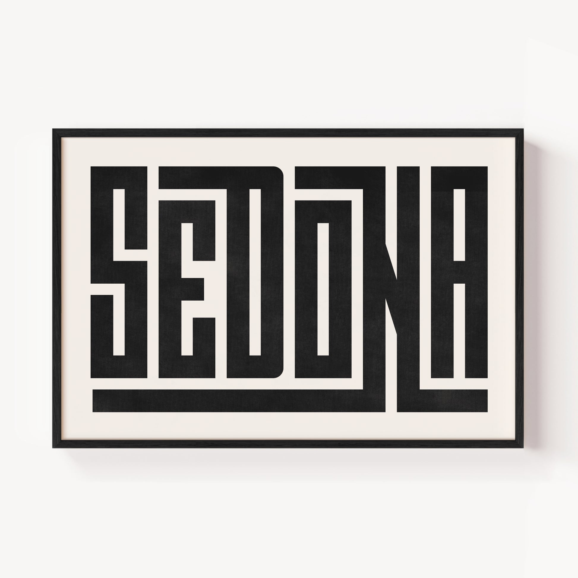 Modern Framed Sedona Art - Black Typography Design on White Background