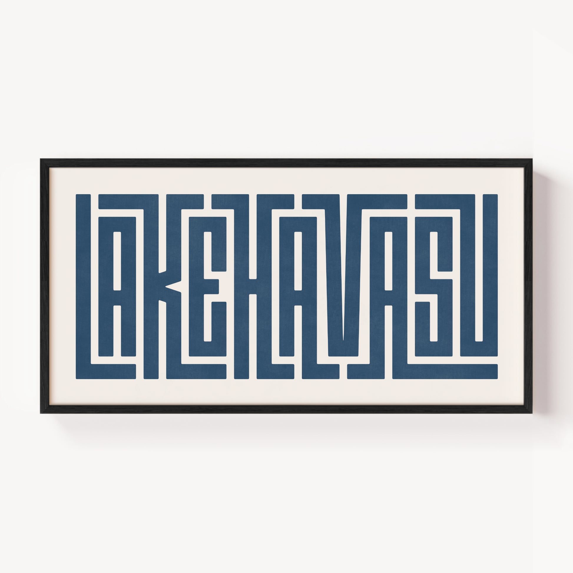 Modern Framed Lake Havasu Art - Black Typography Design on White Background
