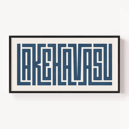 Modern Framed Lake Havasu Art - Black Typography Design on White Background