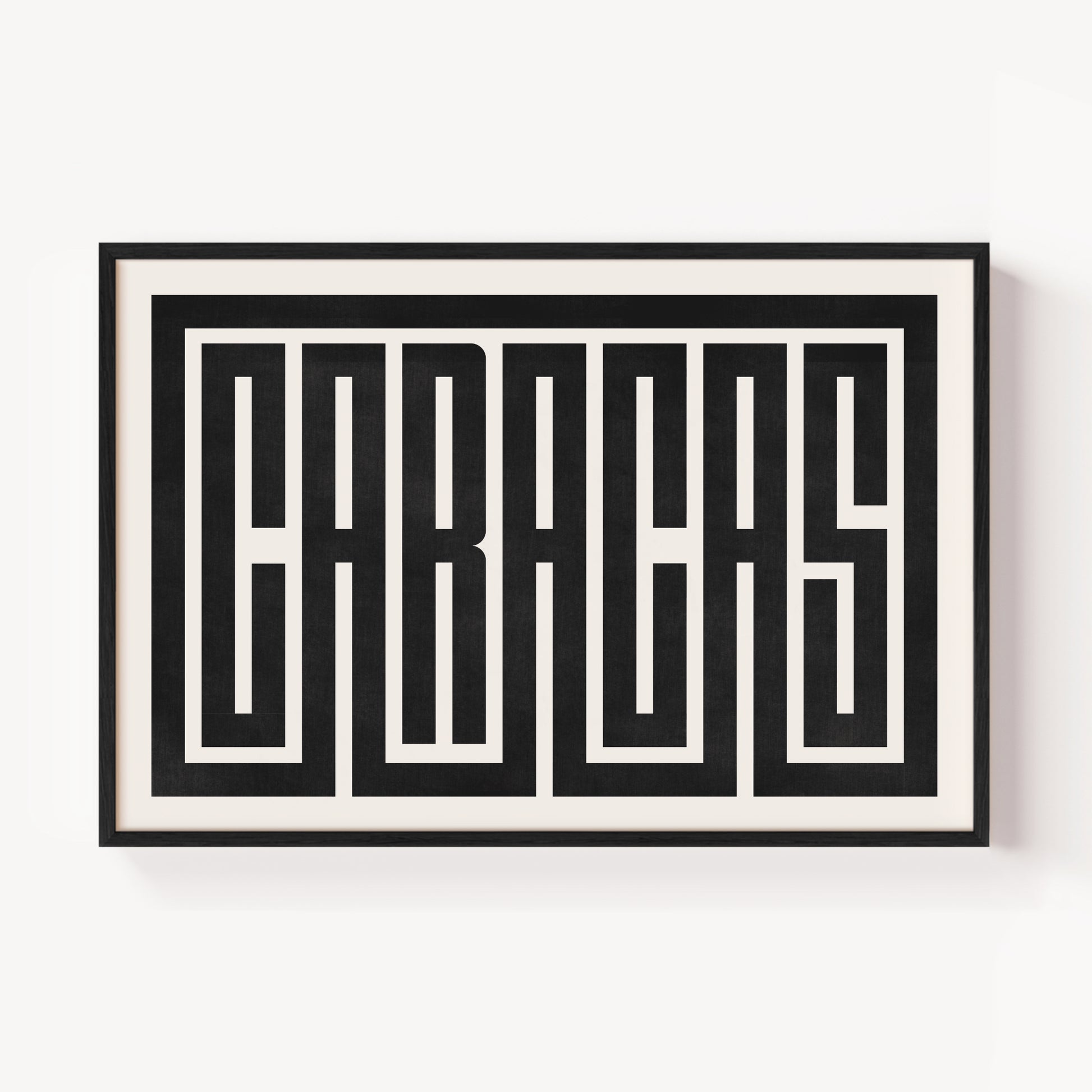 Modern Framed Caracas Art - Black Typography Design on White Background