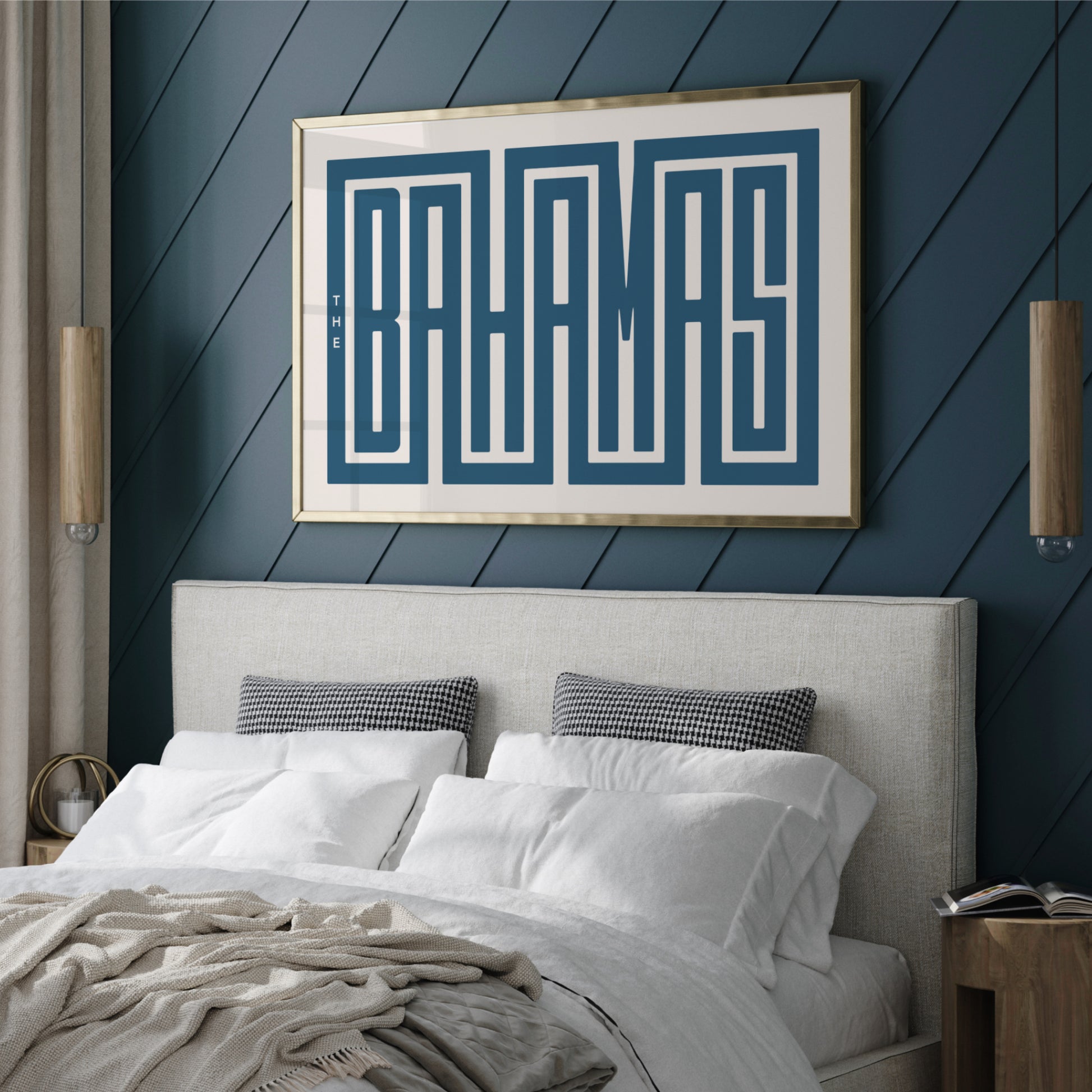 Modern Bahamas artwork in hotel room