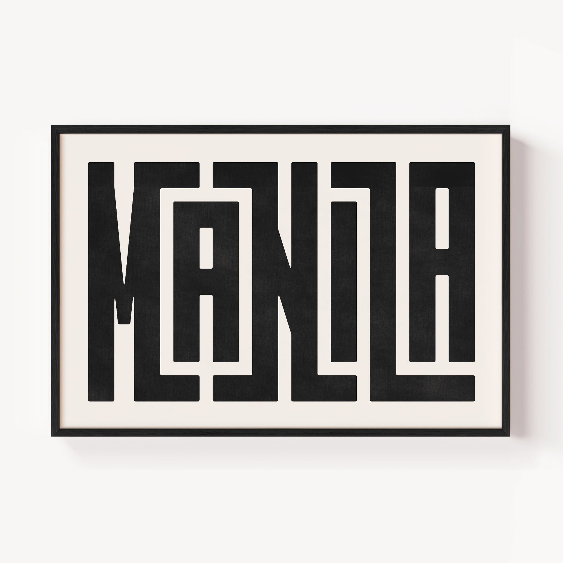 Modern Framed Manila Art - Black Typography Design on White Background