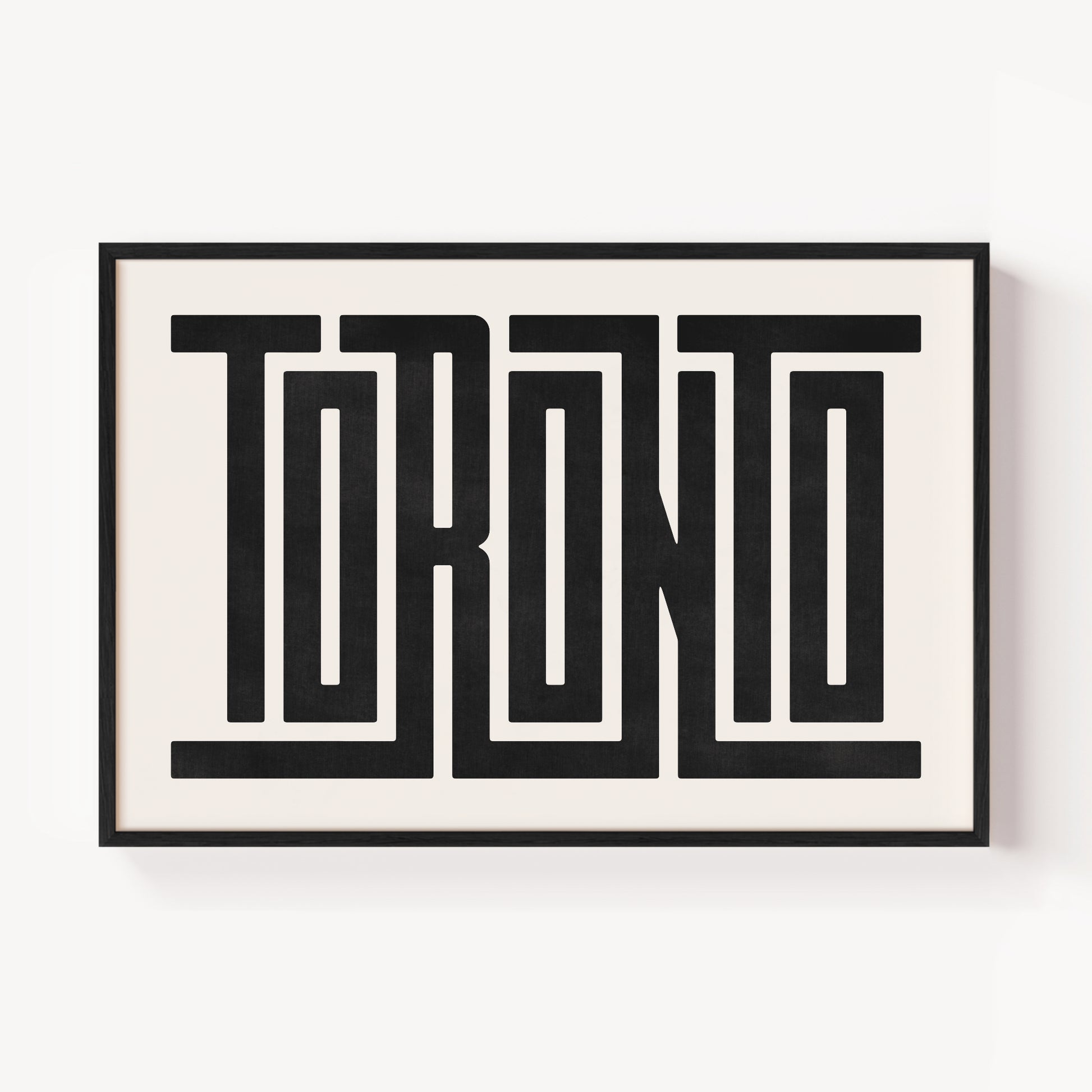 Modern Framed Toronto Art - Black Typography Design on White Background