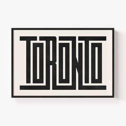 Modern Framed Toronto Art - Black Typography Design on White Background