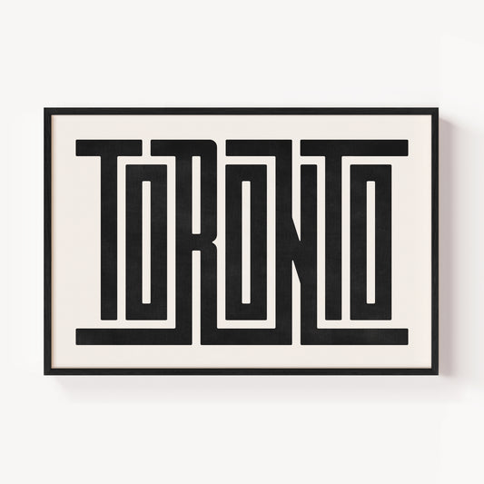 Modern Framed Toronto Art - Black Typography Design on White Background