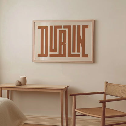 Wood framed minimalist Dublin Wall Decor in Boho style room wtih neutral colors