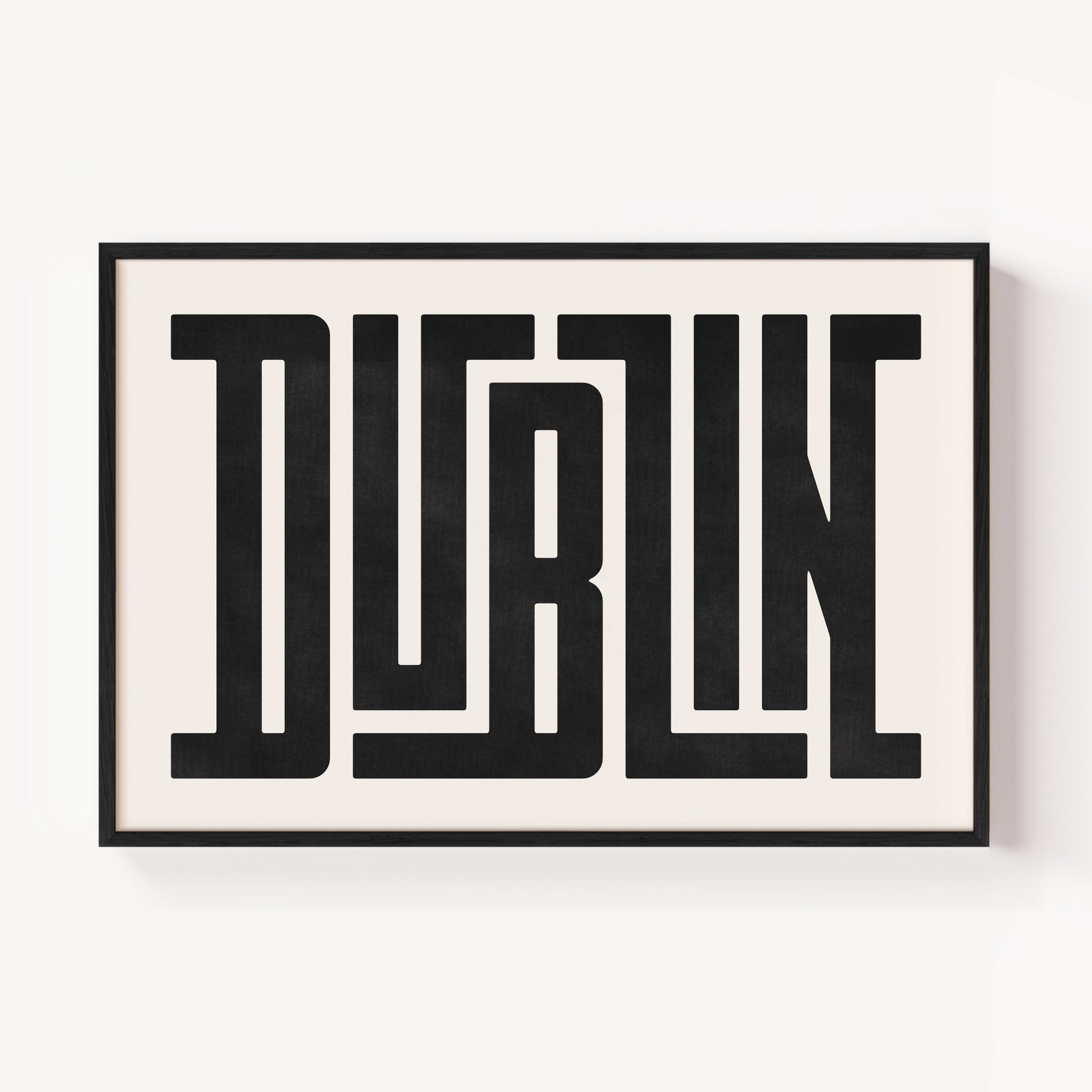 Modern Framed Dublin Art - Black Typography Design on White Background