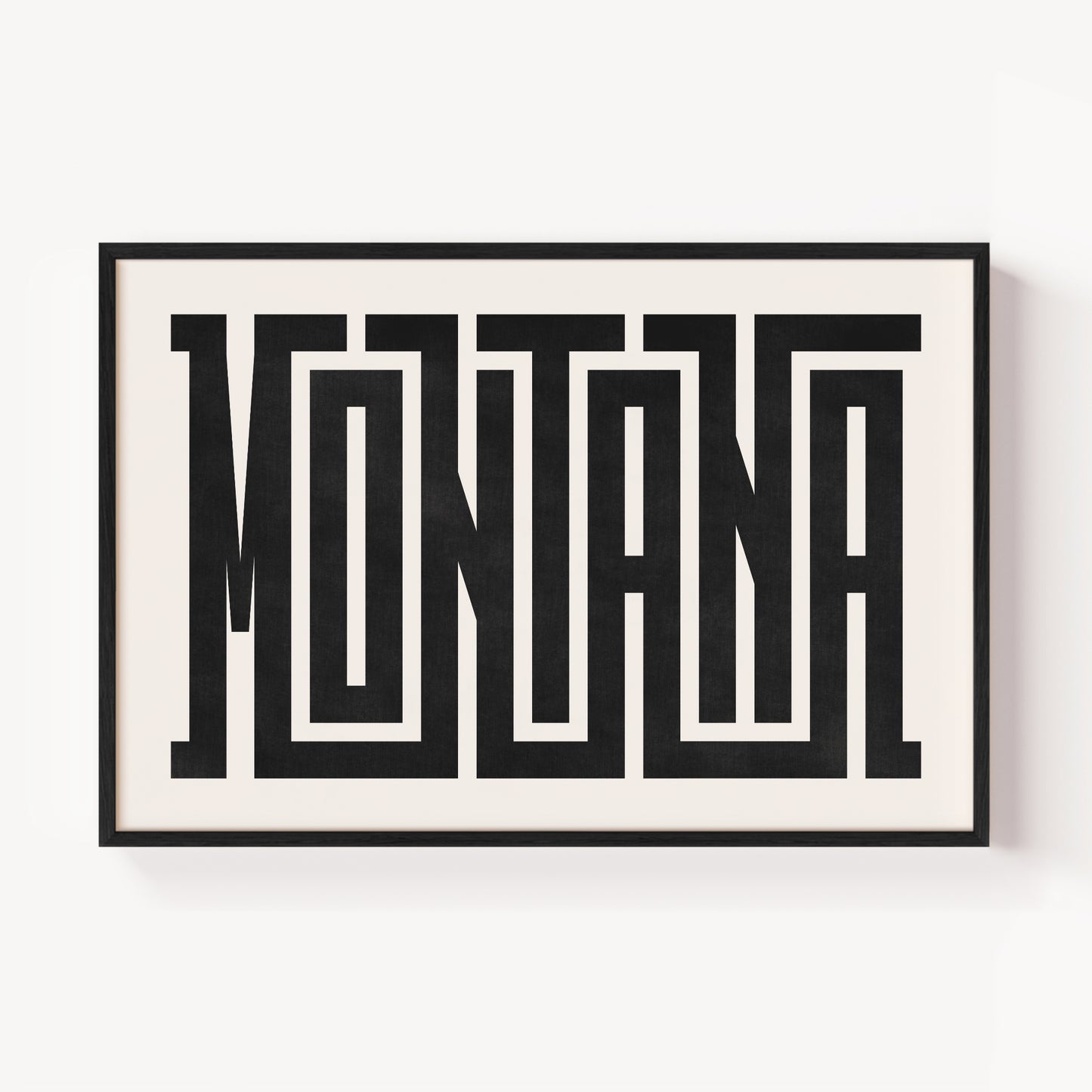 Modern Framed Montana Art - Black Typography Design on White Background